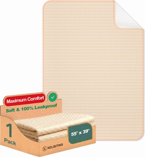 Incontinence Bed Pads - 55" x 39" Washable Waterproof Underpads (Pack of 1) - Reusable Extra Large 4-Layer Soft Pee Pads for Adults, Women, Elderly - for Sofa, Couch, Furniture