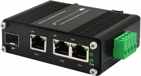 Industrial Gigabit Fiber Unmanaged Network Switch - 3 Ports 10/100/1000 Mbps Ethernet & 100/1000Base-X SFP, DIN-Rail/Wall Mount, Aluminum Case