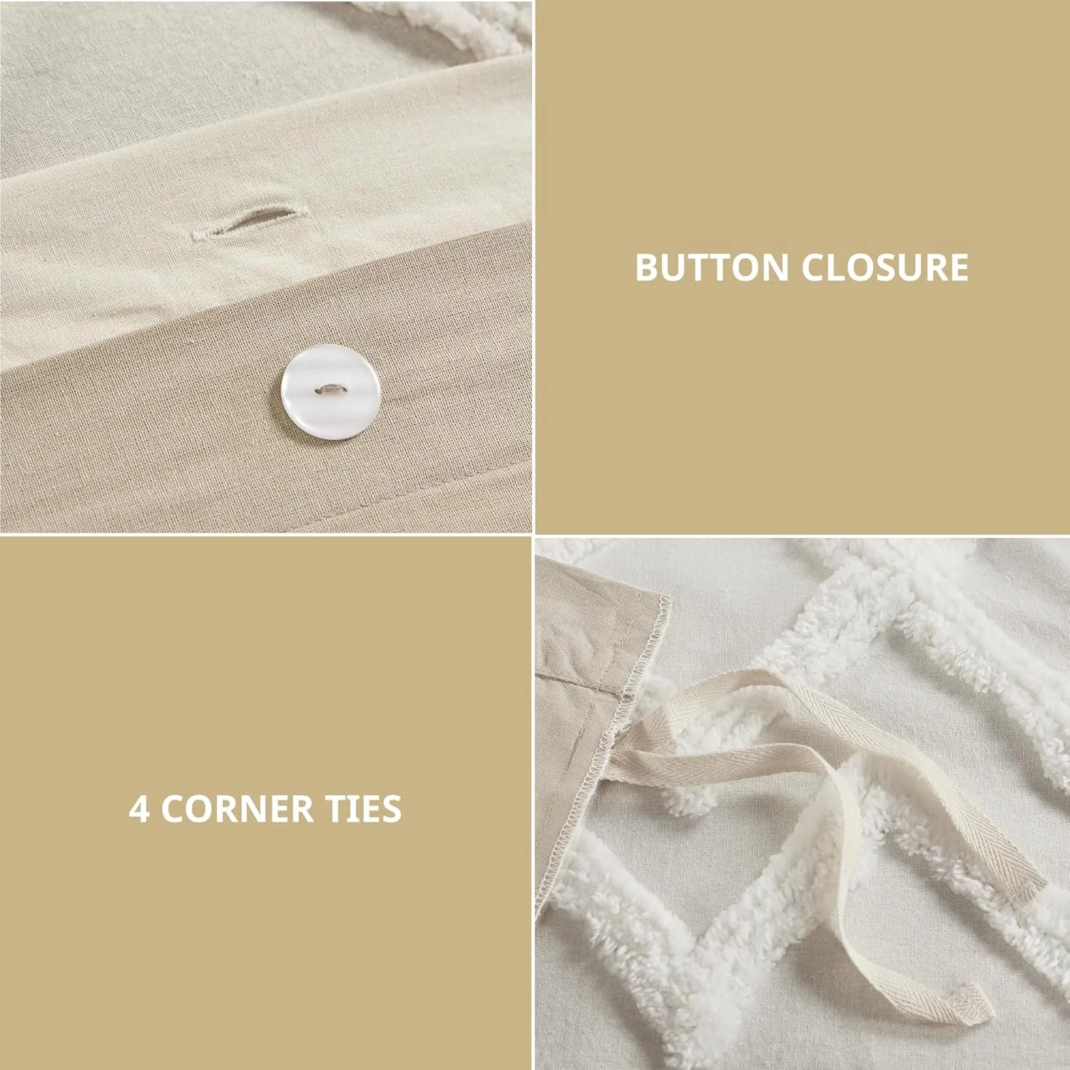 INK IVY Queen Duvet Cover Set, Chic Chevron Chenille Tufting Accent, Boho Duvet Queen Set, All Season, Lightweight Cotton Duvet Queen Set Bedding Cover, 2 Shams, Mila, Full/Queen Taupe 3 Piece