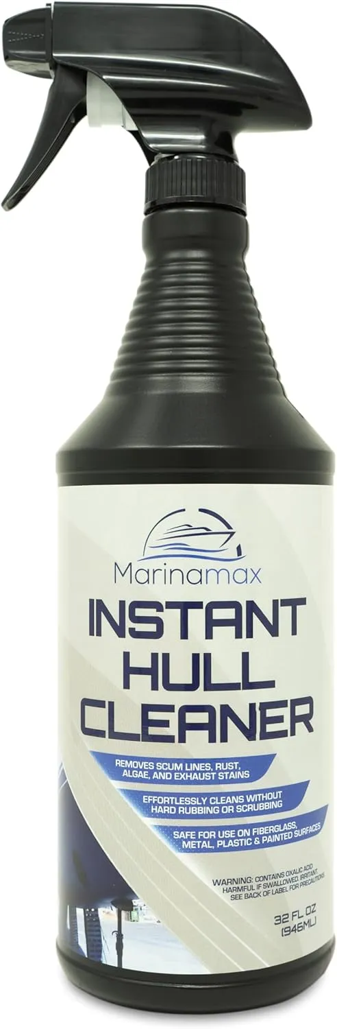 Instant Hull Cleaner 32 Oz - Removes Boat Hull Stains, Scum Lines, Algae, Barnacles, Rust and Grime from Fiberglass, Plastic, and Painted Surfaces