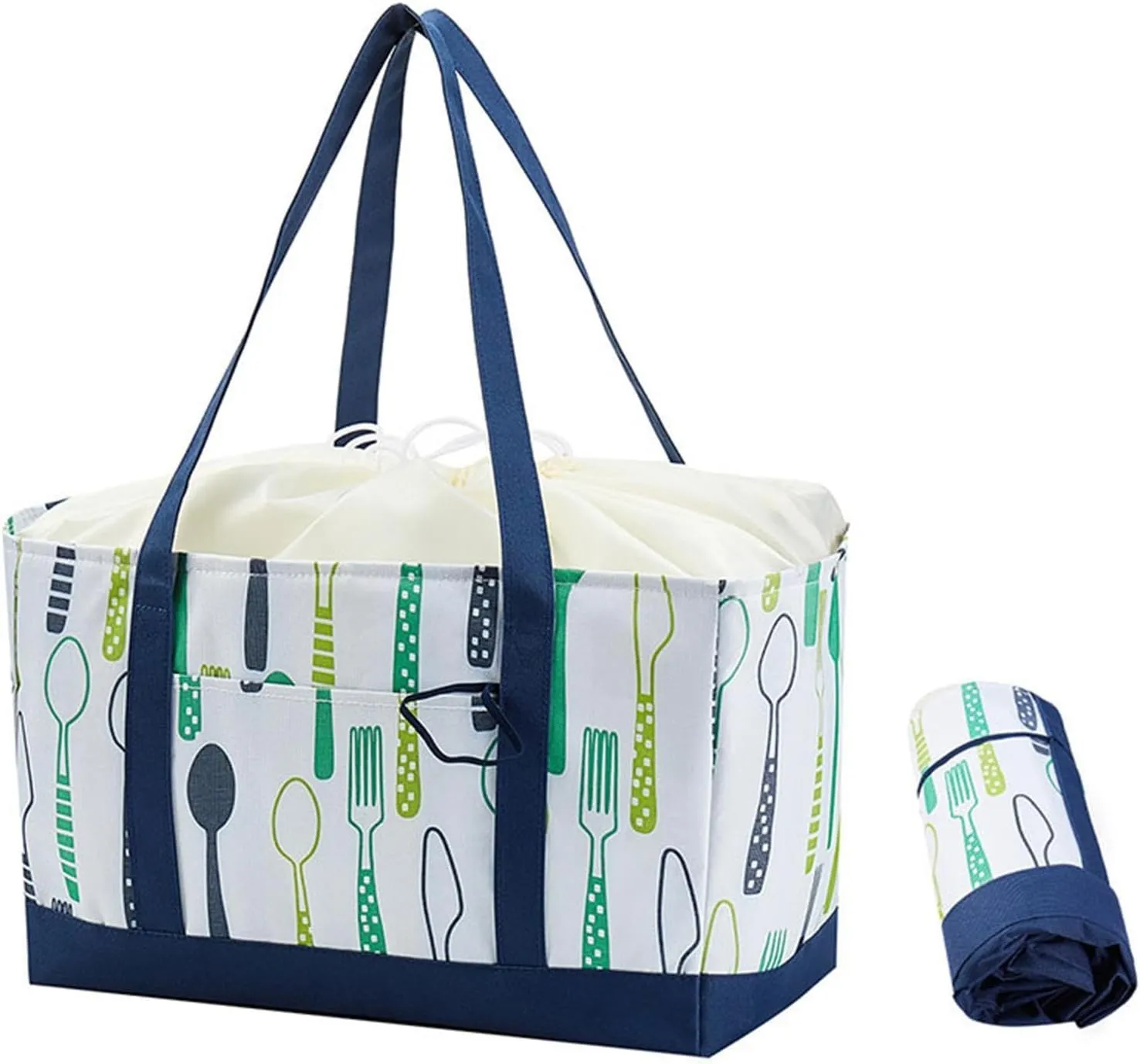 Insulated Cooler Bag Insulated Food Delivery Bag with Handle Foldable Insulated Reusable Grocery Shopping Bag for Barbecue