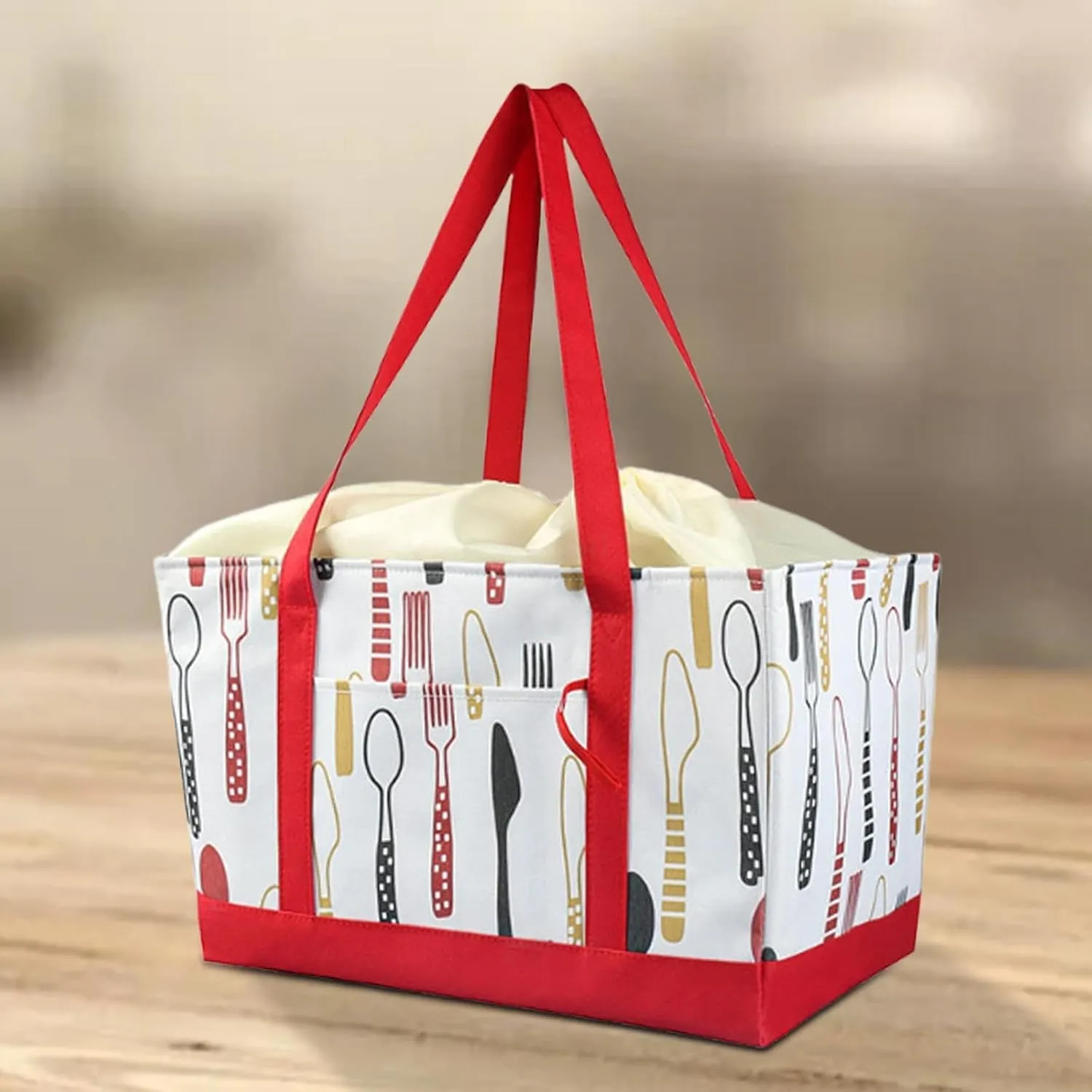 Insulated Cooler Bag Insulated Food Delivery Bag with Handle Foldable Insulated Reusable Grocery Shopping Bag for Barbecue