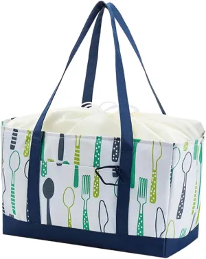 Insulated Cooler Bag Insulated Food Delivery Bag with Handle Foldable Insulated Reusable Grocery Shopping Bag for Barbecue