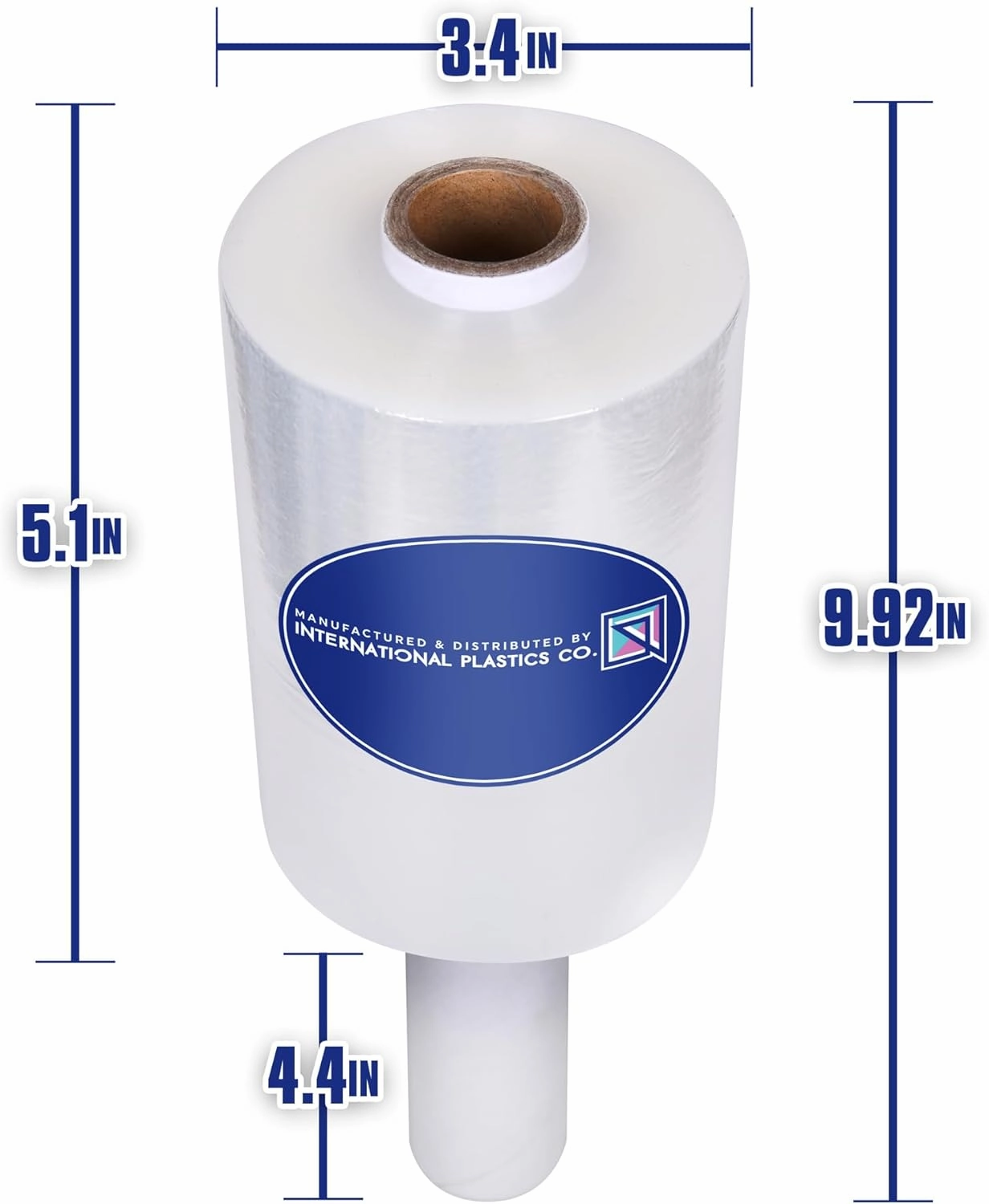International Plastics Co. 2 Pack of 5" Plastic Stretch Film Wrap with Handles 1000 feet Each 500% Stretch Ability