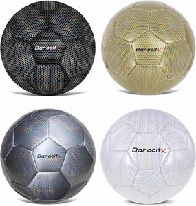 Iridescent Soccer Balls Set of 4 – Official Match Ball with Reflective Hex Pattern, Sport Soccer Balls for Indoor and Outdoor Training and Practice Games