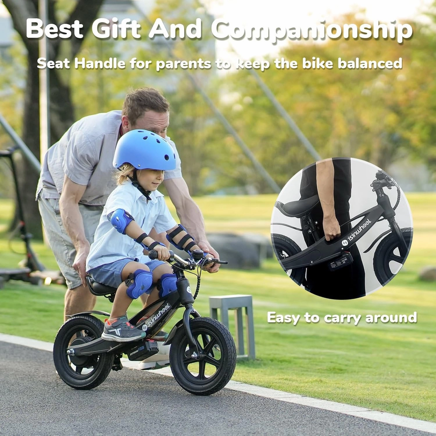 isinwheel 2-in-1 Electric Bike for Kids Ages 2-6, 150W/250W Electric Balance Bike with Swappable Battery, 12/14 inch Inflatable Tire and Adjustable Seat, Electric Motorcycle for Kids Boys & Girls