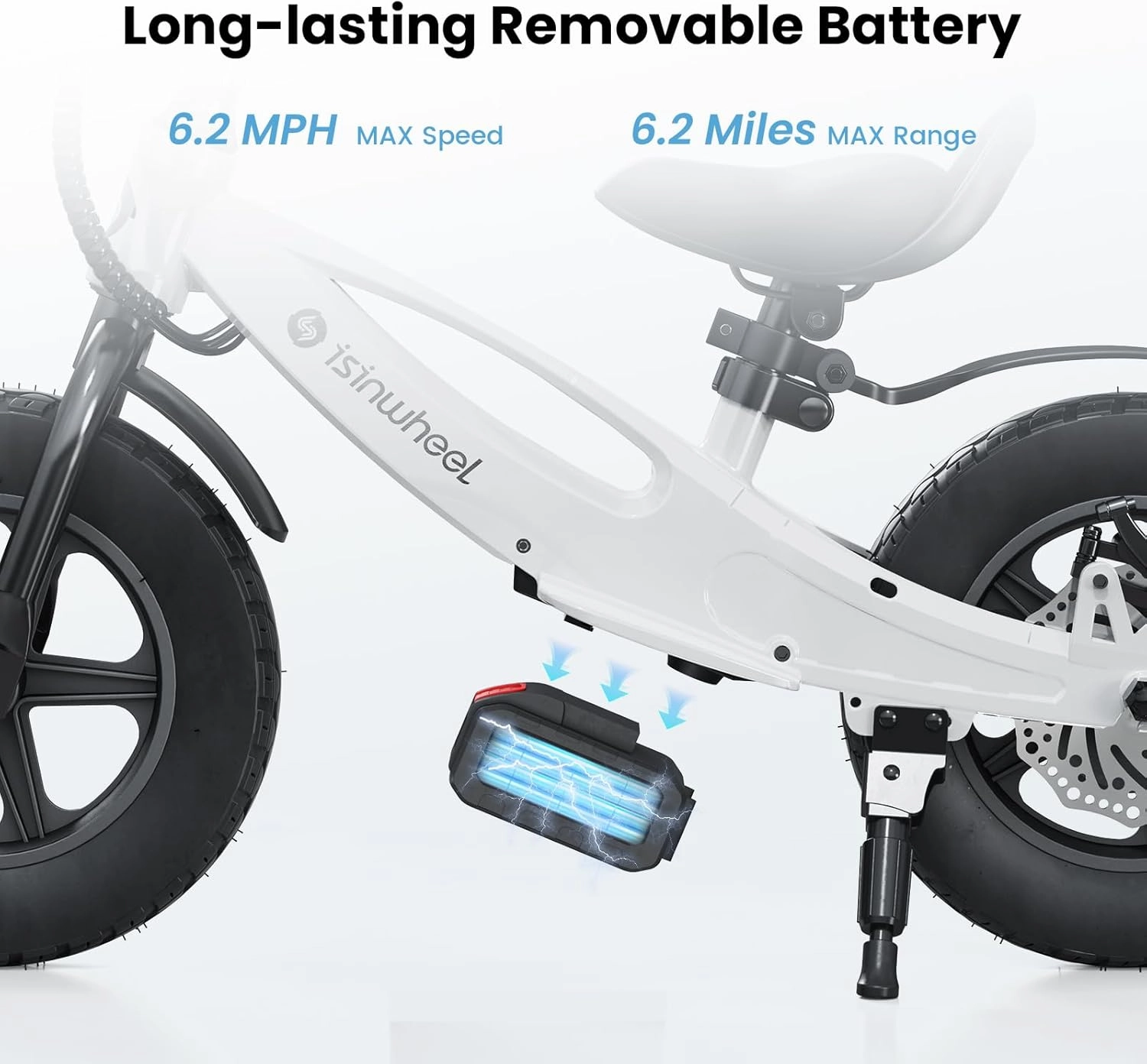 isinwheel 2-in-1 Electric Bike for Kids Ages 2-6, 150W/250W Electric Balance Bike with Swappable Battery, 12/14 inch Inflatable Tire and Adjustable Seat, Electric Motorcycle for Kids Boys & Girls