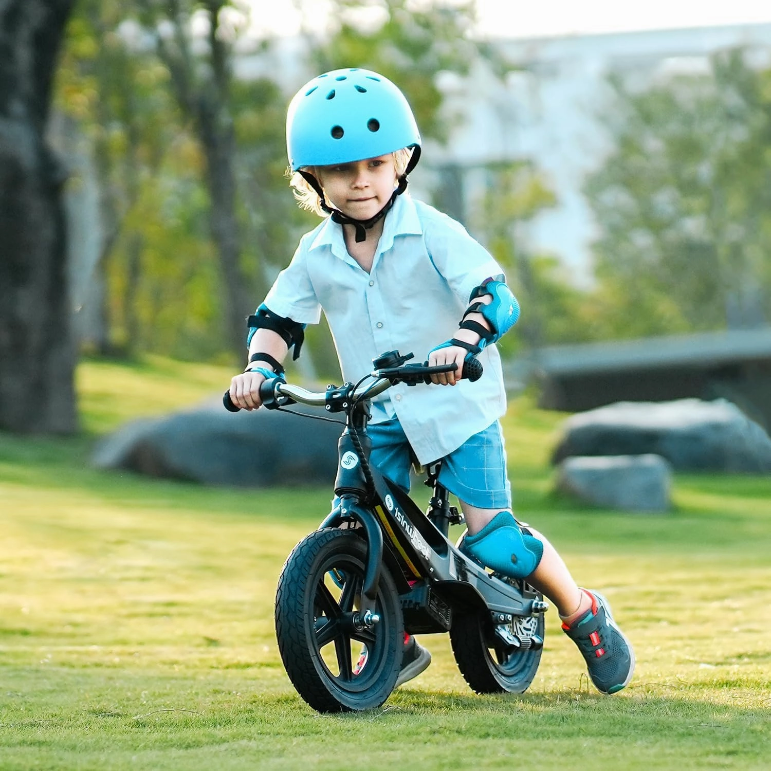 isinwheel 2-in-1 Electric Bike for Kids Ages 2-6, 150W/250W Electric Balance Bike with Swappable Battery, 12/14 inch Inflatable Tire and Adjustable Seat, Electric Motorcycle for Kids Boys & Girls