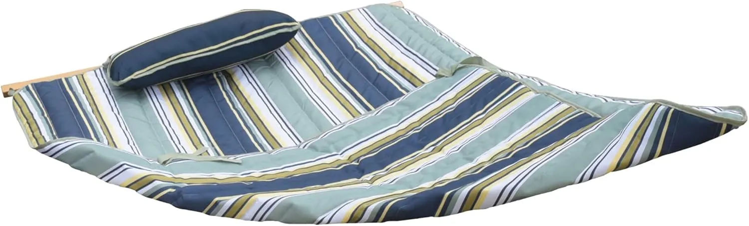 Island Retreat Outdoor Leisure Hammock Pillow & Pad Set - Coastal Turquoise Stripe