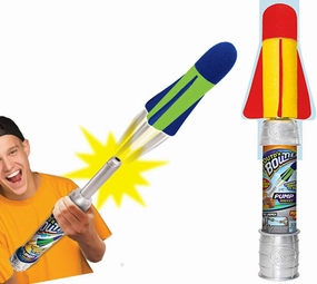 JA-RU Large Pump Rocket Launcher for Kids (1-Pack) Handheld Air-Powered Foam Rocket Launcher Toy. Soft Foam Rocket for Outdoor Play, Party Favors & Birthday Gifts. 673-1A