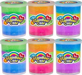 JA-RU Rainbow Slime for Kids with Container (6-Pack) Neon Colored Rainbow Putty for Kids. Stress Relief Therapy Toys. Sensory Bin Filler & Bulk Mini Slime Party Favors. 4634-6p