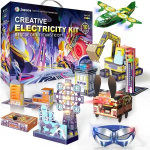 Japace Electricity Science Kits for Kids Age 8-10-12-14, 10 STEM Projects, Paper Circuits Activities, Physics Lab Experiments for Learning & Education, Christmas Birthday Gifts for 8  Boys Girls