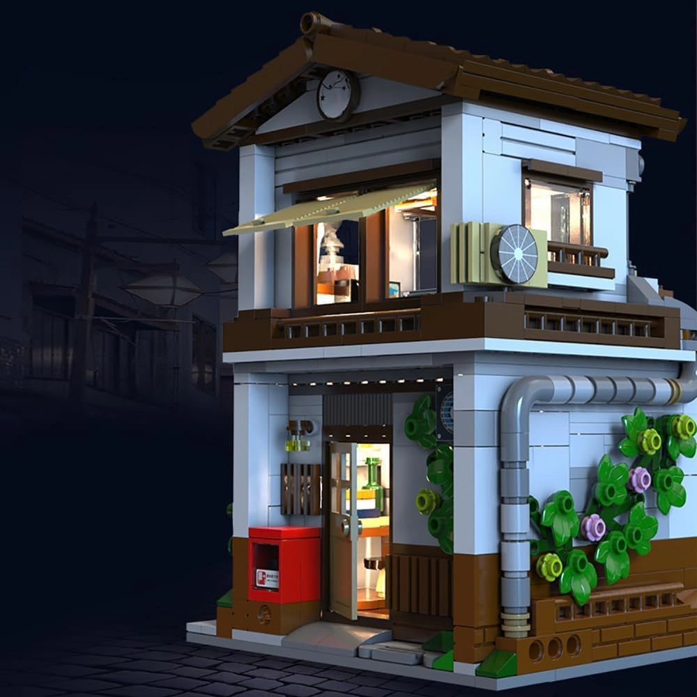 Japanese Canteen Building Blocks Set, MOC Bricks Street View House Building Kit with Lighting Set Building Toys for Adults, C66014 (861 Pcs)