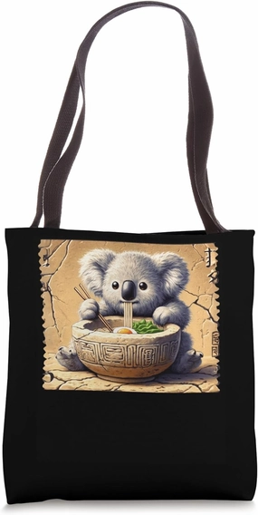 Japanese Cave Art Postage Stamp Noodles Koala Joey Ramen Tote Bag