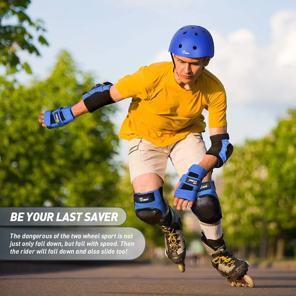 JBM Adult & Kids Knee Pads Elbow Pads and Wrist Guards for Inline Skating, Roller Skating, Skateboarding, Scootering