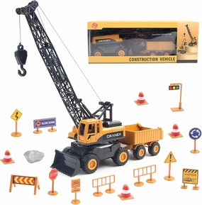 Jenilily Crane Toy Construction Vehicles Model Car, Toy Truck Gifts for Kids Boys Toddler 3 4 5 Years Old