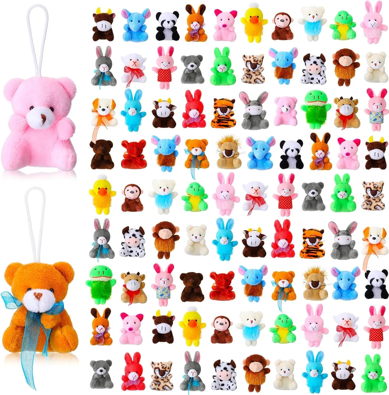 Jerify 150 Pcs Mini Stuffed Animal Bulk Cute Small Plush Toys Small Stuffed Animal Keychain Tiny Toys for Classroom Prizes Rewards Gift Claw Machine Fillers(Animal)