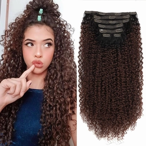 Jerry Curly Clip in Hair Extensions for Black Women - 24 Inch Synthetic Hair Extensions, 140g 7PCS Soft Clip in Curly Hair Pieces for Volume & Length (T1B/33# 24 Inch)(Pack of 7)