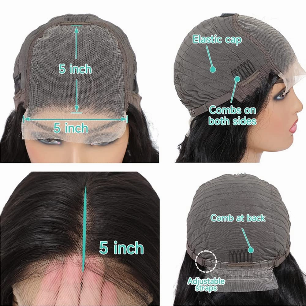 Jessicahair 16 Inch Brazilian Remy Human Hair Wigs 5x5 Closure Kinky Straight Bob Wigs For Black Women