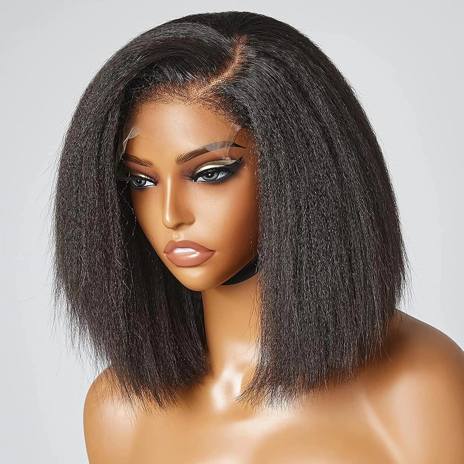Jessicahair 16 Inch Brazilian Remy Human Hair Wigs 5x5 Closure Kinky Straight Bob Wigs For Black Women