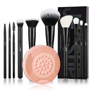 Jessup 10Pcs Black Brushes Set T323 With Brush Cleaning Mat A006