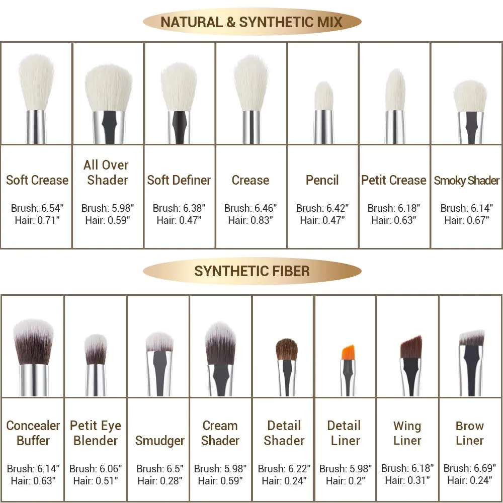 Jessup Professional Natural-Synthetic Eye Makeup Brushes Set 15pcs for Eyeshadow Blending Concealer Eyeliner Eyebrow, Rose Carmine/Silver T197