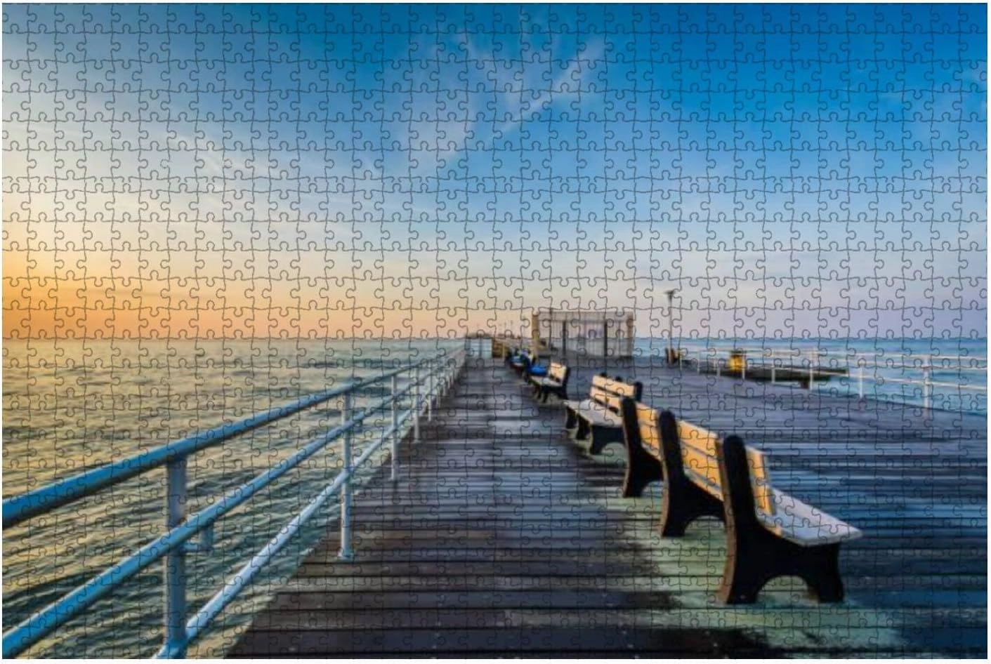 Jigsaw Puzzles 1000 Pieces for Adults Kids - fishing pier at sunrise Ventnor City New Jersey Large Puzzles Pieces Fit Together Educational Intellectual Fun Game