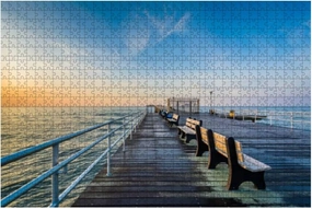 Jigsaw Puzzles 1000 Pieces for Adults Kids - fishing pier at sunrise Ventnor City New Jersey Large Puzzles Pieces Fit Together Educational Intellectual Fun Game