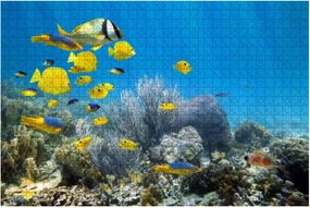 Jigsaw Puzzles 500 Pieces for Adults Kids - Underwater coral reef school fish Large Puzzles Pieces Fit Together Educational Intellectual Fun Game