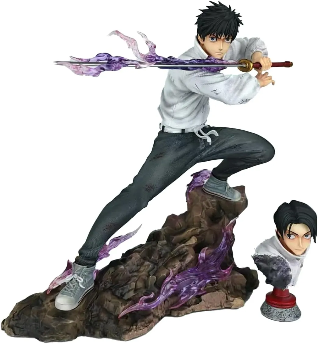 JJK Yuta Okkotsu Figure - 22cm Battle Damage Version JJK Figure Okkotsu Yūta Figure Statue with Replaceable Heads Bust, Anime JJK Statue Collectible Desktop Decoration Gifts
