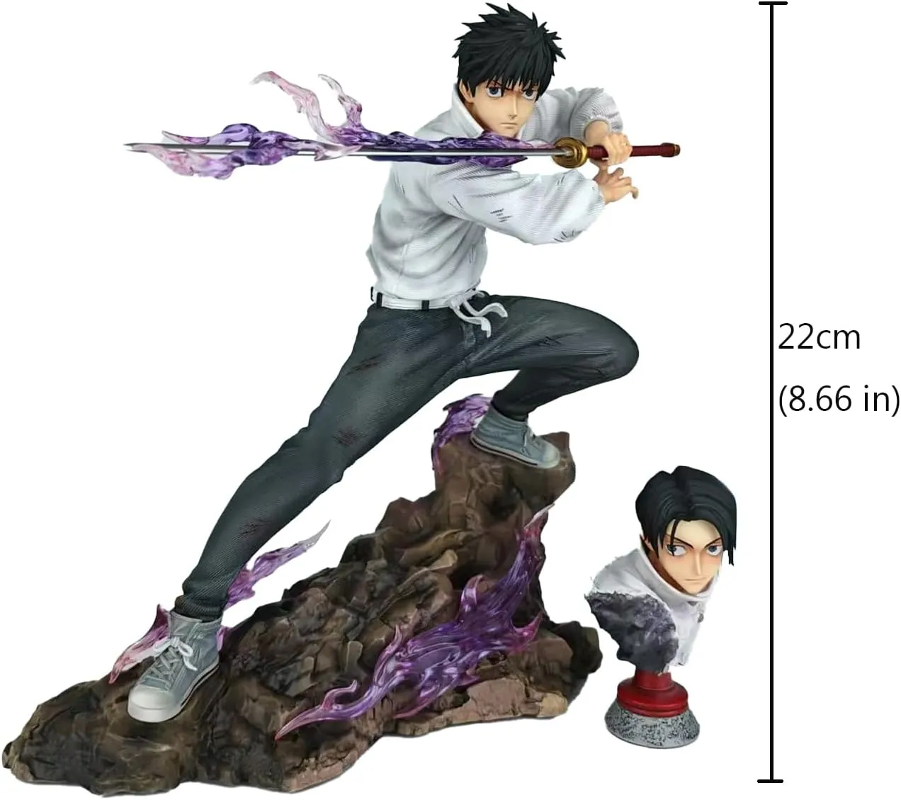 JJK Yuta Okkotsu Figure - 22cm Battle Damage Version JJK Figure Okkotsu Yūta Figure Statue with Replaceable Heads Bust, Anime JJK Statue Collectible Desktop Decoration Gifts