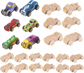 JMIATRY 24 Packs Wooden Cars to Paint Unfinished Wooden Cars for Craft Cars DIY Wood Car for Handcraft Projects