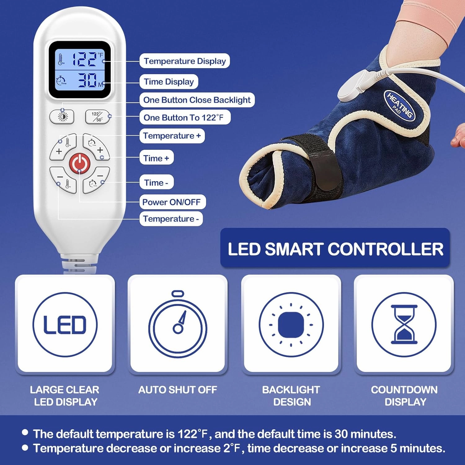 JOBYNA Ankle/Toe/Foot Warmer | Full Coverage Heated Foot Wrap |86-158℉ Continuous Setting| 10-90min Timer| Electric Heating Pad for Plantar Fasciitis Relief, Neuropathy Pain Relief for Foot(1 Pack)