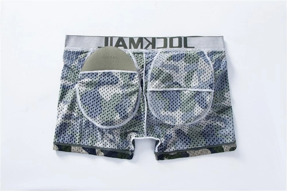 JOCKMAIL Mesh Mens Underwear Boxer Back Mens Padded Underwear Boxer with Hip Pad Men's Boxers