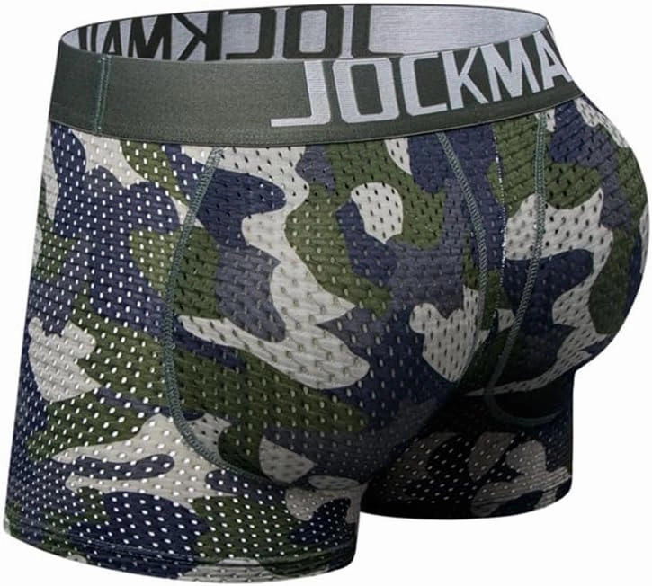 JOCKMAIL Mesh Mens Underwear Boxer Back Mens Padded Underwear Boxer with Hip Pad Men's Boxers