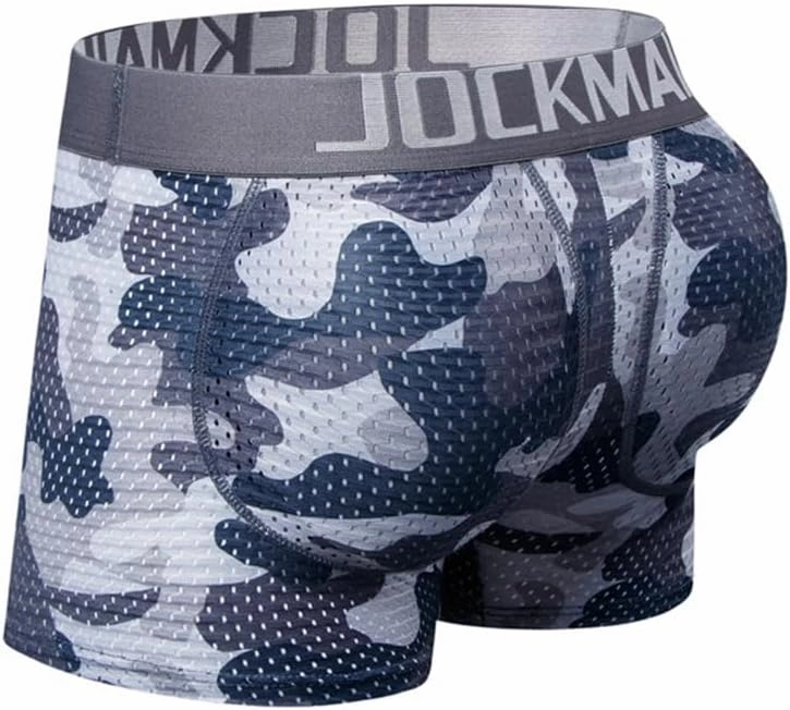 JOCKMAIL Mesh Mens Underwear Boxer Back Mens Padded Underwear Boxer with Hip Pad Men's Boxers