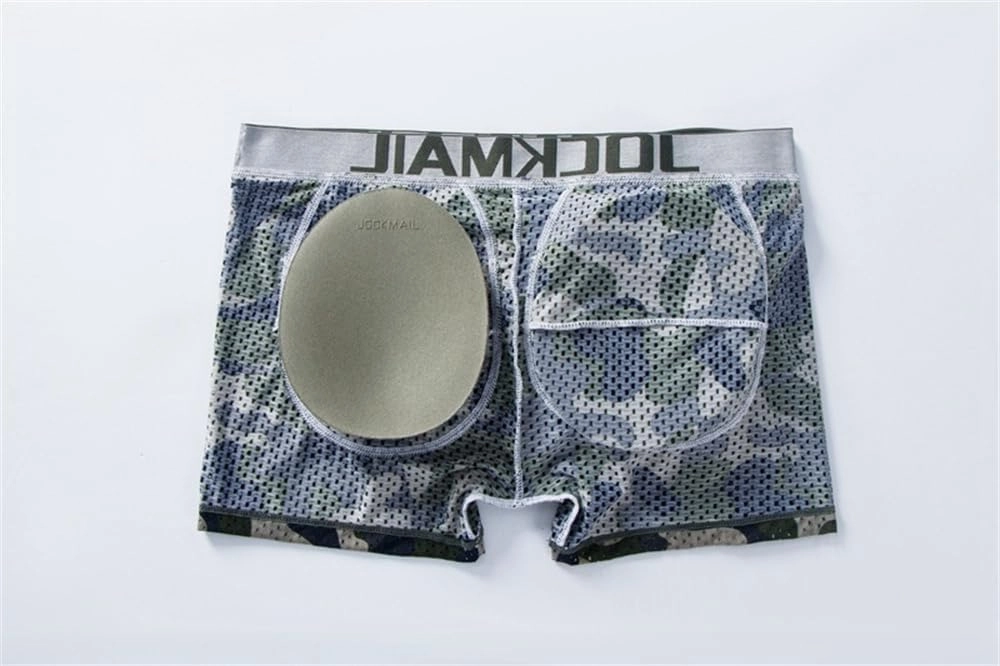 JOCKMAIL Mesh Mens Underwear Boxer Back Mens Padded Underwear Boxer with Hip Pad Men's Boxers