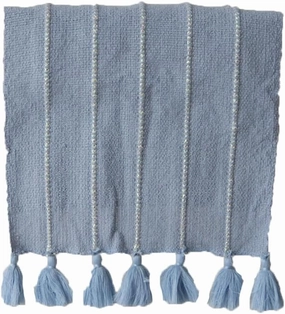 Jollity & Co. Home Wedgewood Tassel Table Runner - Fabric Table Runner in Blue - Pack of 1 Runner - Reusable Table Runner for Birthdays, Parties, Holidays and Everyday Celebrations