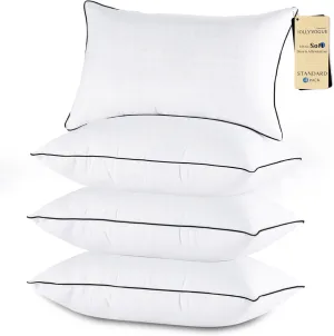 JOLLYVOGUE Pillows Standard Size Set of 4, Cooling and Supportive Bed Pillows with Super Soft Down Alternative Fill, Hotel Quality for Side, Back, and Stomach Sleepers, 4 Pack
