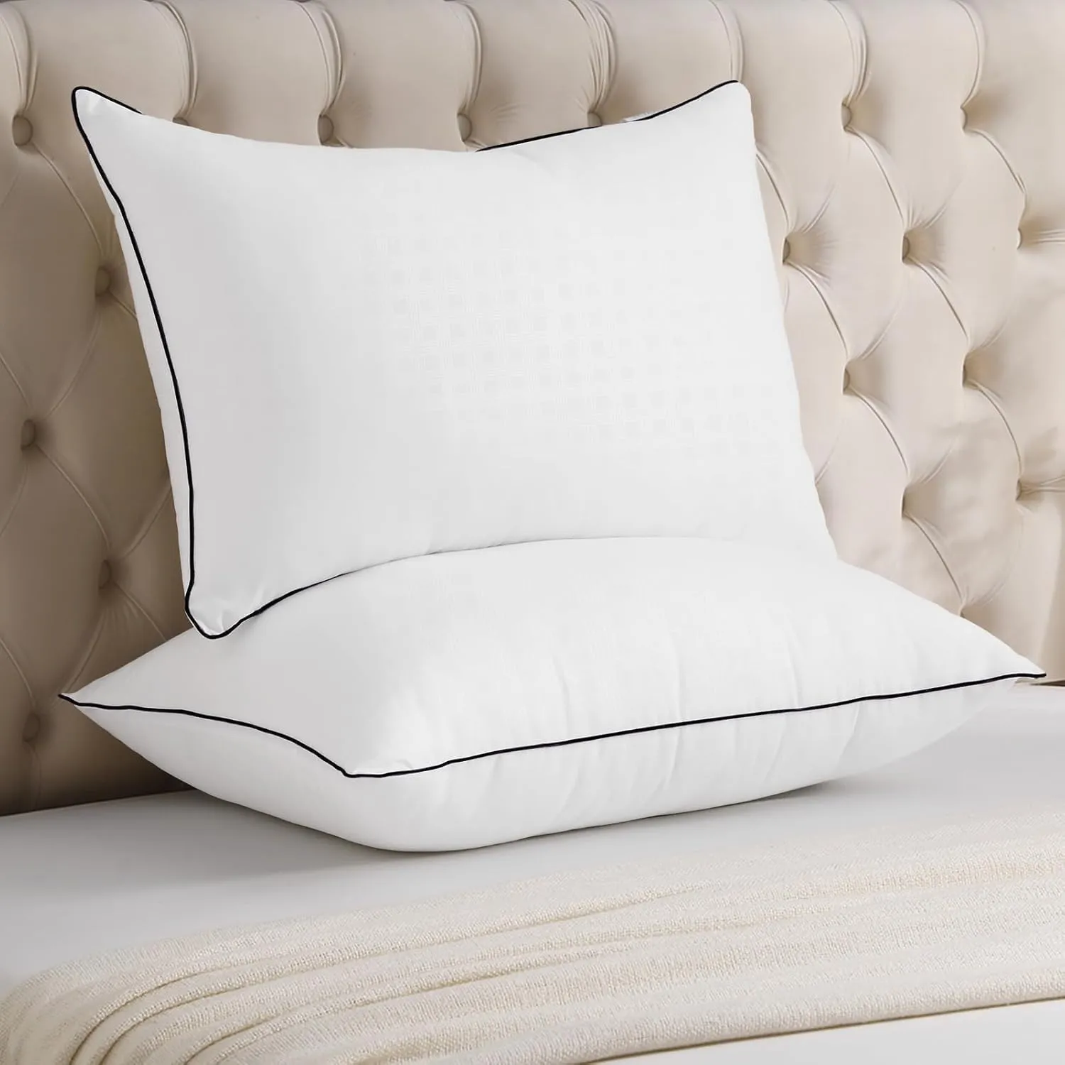 JOLLYVOGUE Pillows Standard Size Set of 4, Cooling and Supportive Bed Pillows with Super Soft Down Alternative Fill, Hotel Quality for Side, Back, and Stomach Sleepers, 4 Pack