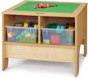 Jonti-Craft 57440JC KYDZ Traditional Brick Compatible Building Table with Clear Bins
