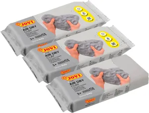Jovi - Air Dry Modeling Clay, Set of 3 Units, 1.1lb Each, Total of 3.3lb, No Oven Needed, Gray Color, Pottery Clay Perfect for Arts and Crafts Projects (P85G/3)