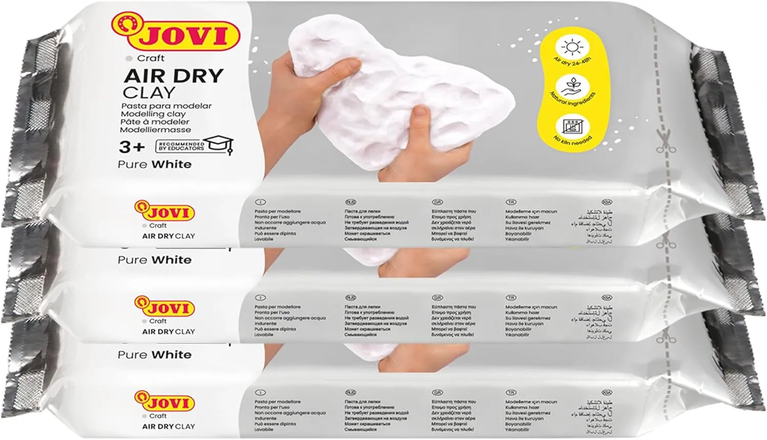 Jovi - Air Dry Modeling Clay, Set of 3 Units, 1.1lb Each, Total of 3.3lb, No Oven Needed, White Color, Pottery Clay for Arts and Crafts Projects (P85/3)