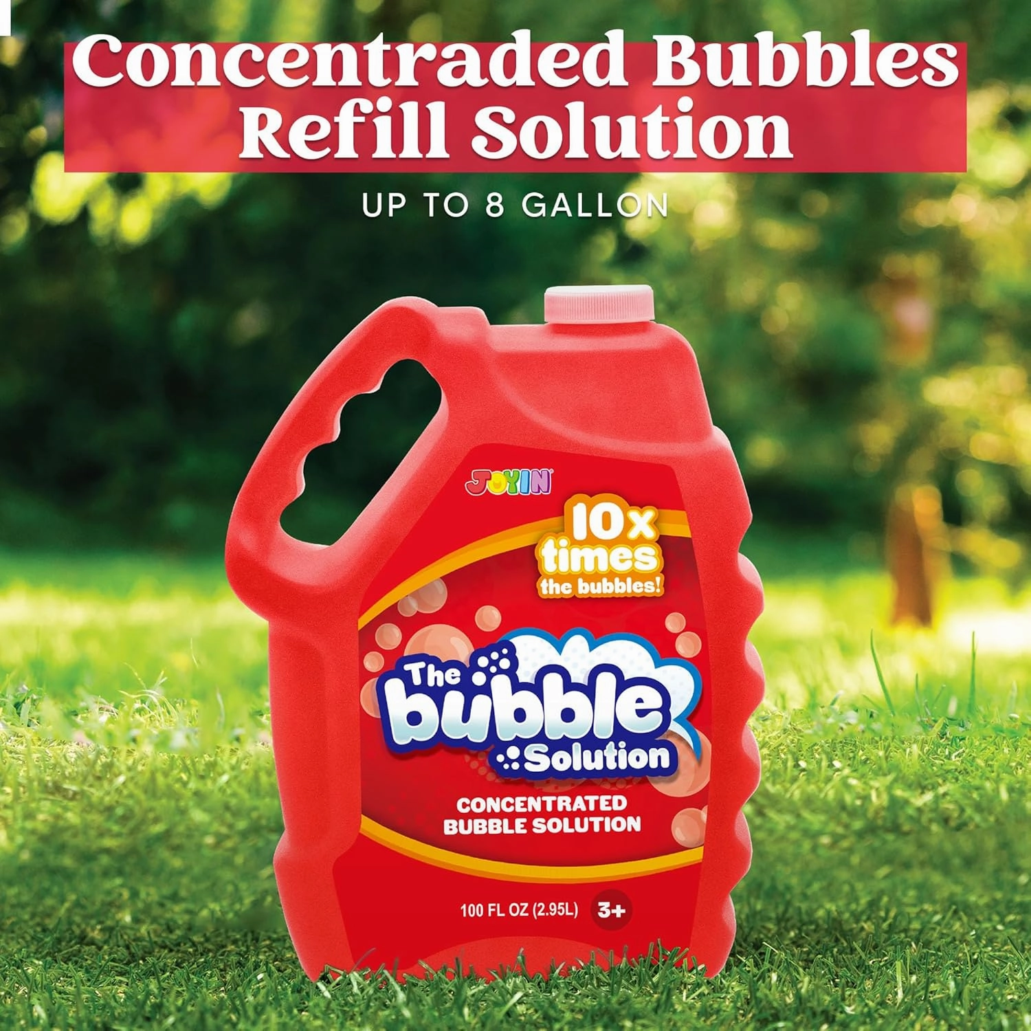 JOYIN 100 Oz Concentrated Bubble Solution (up to 8 Gallon) for Large Party in Summer Celebrations, Party Favor, Bubble Summer Toy, Classroom Prizes, Easter (Red)