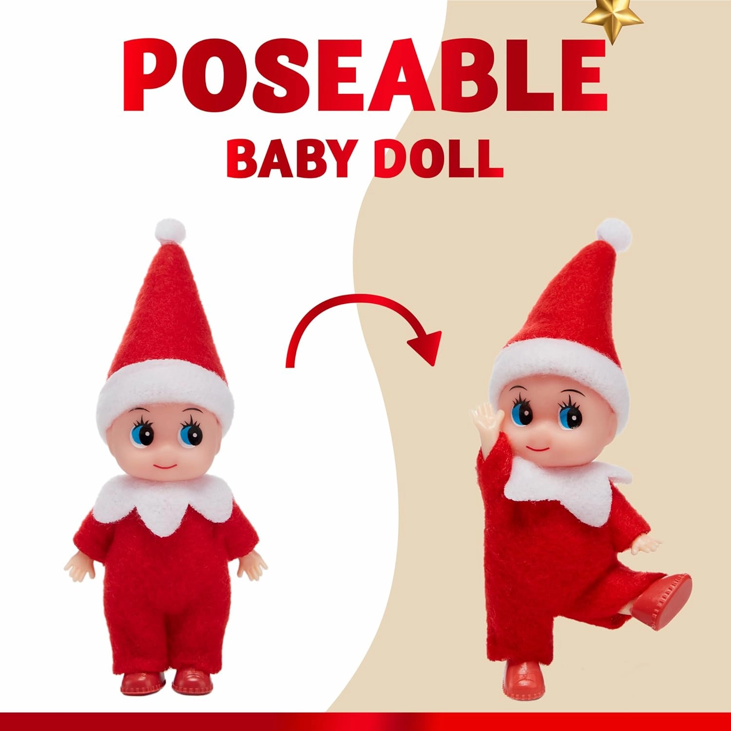 JOYIN 1 Pack Christmas Red Tiny Elf Soft Plush Toy for Adults Kids Accessories Party Favors Xmas Party Supplies Christmas Decor, Xmas Gift