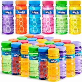 JOYIN 24 Pcs Bubble Bottles with Wand Assortment for Kids, 4oz Blow Bubbles Solution Novelty Summer Toy, Party Favors, Birthday, Outdoor & Indoor Activity