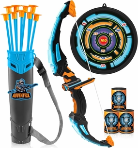 JOYIN LED Bow and Arrow for Kids, Light Up Archery Toy Play Set with Suction Cups Arrows, Targets & Arrow Case, Indoor and Outdoor Hunting Play Gift Toys for Boys Girls 6-12