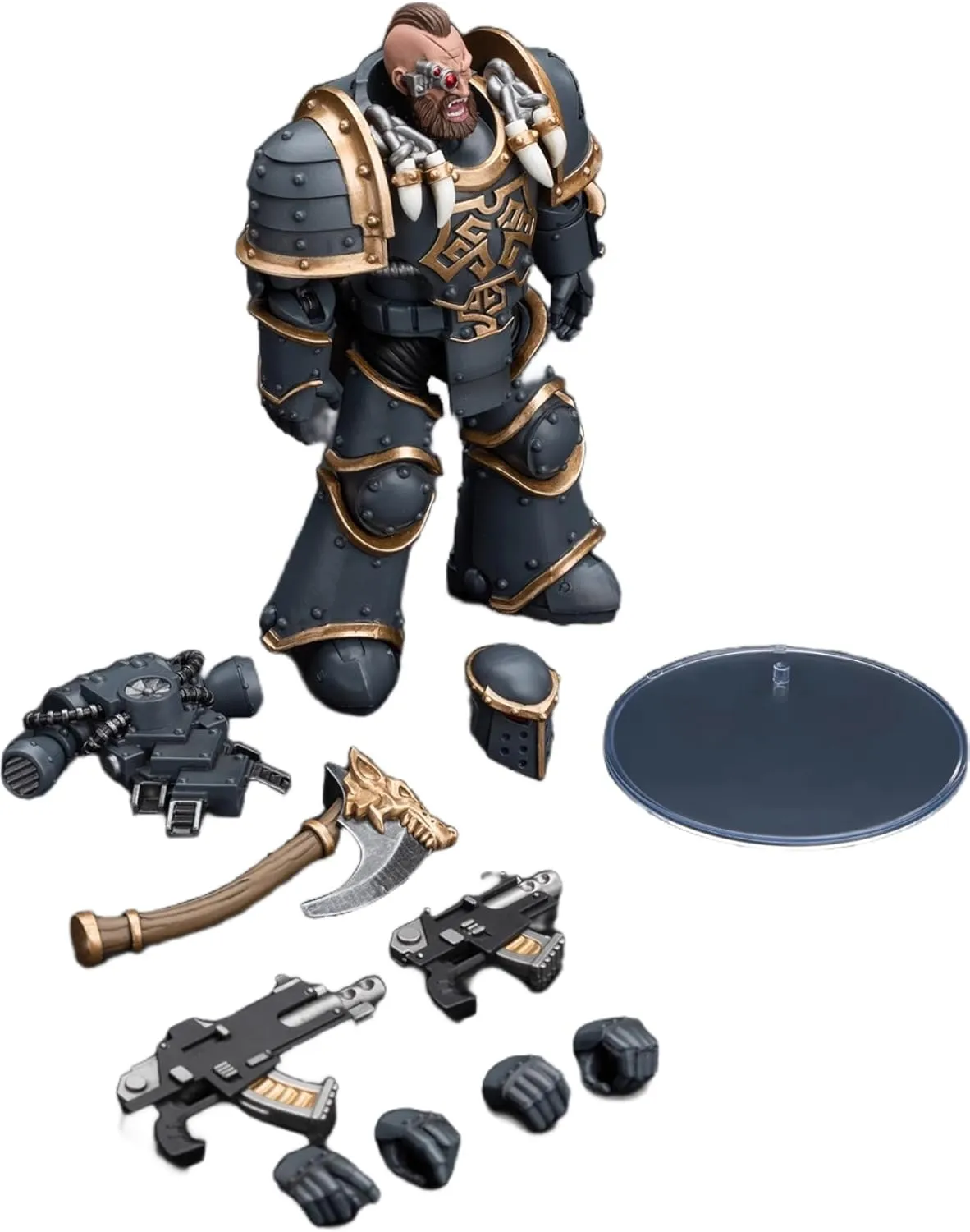 JOYTOY Warhammer 40K 1/18 Action Figures Space Wolves Grey Slayer Pack 5PCS 4.8Inch Collectible Model