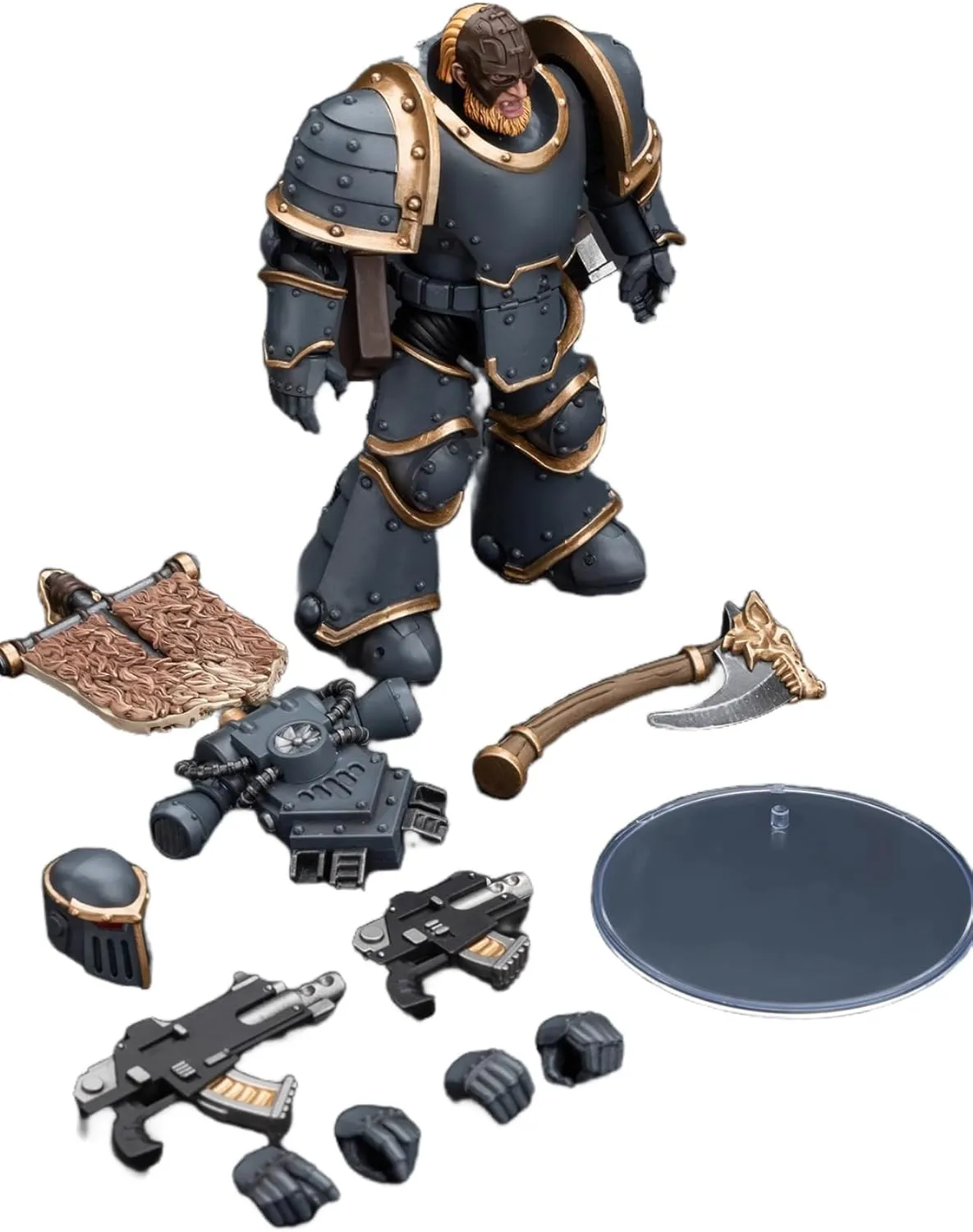 JOYTOY Warhammer 40K 1/18 Action Figures Space Wolves Grey Slayer Pack 5PCS 4.8Inch Collectible Model