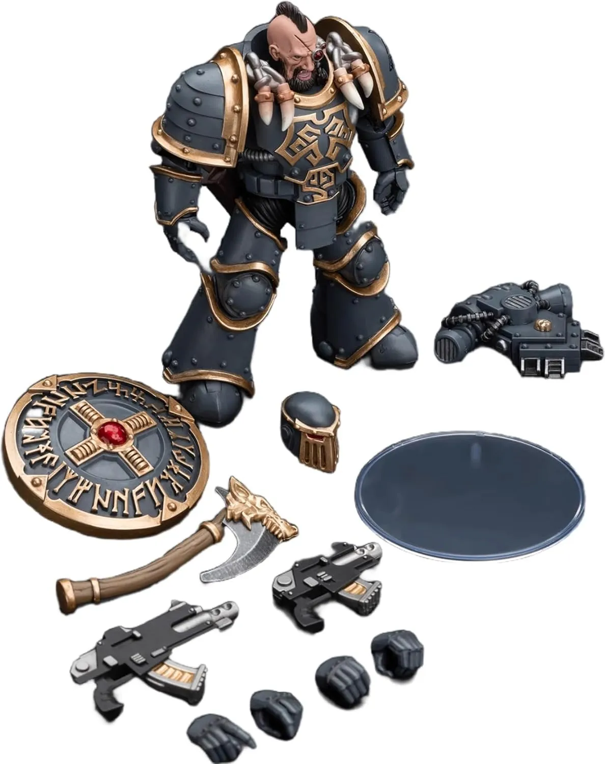 JOYTOY Warhammer 40K 1/18 Action Figures Space Wolves Grey Slayer Pack 5PCS 4.8Inch Collectible Model